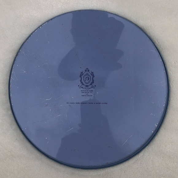 Daher Decorated Ware Round Metal Tray - Blue White Fruit Floral Made in England - Picture 5 of 12